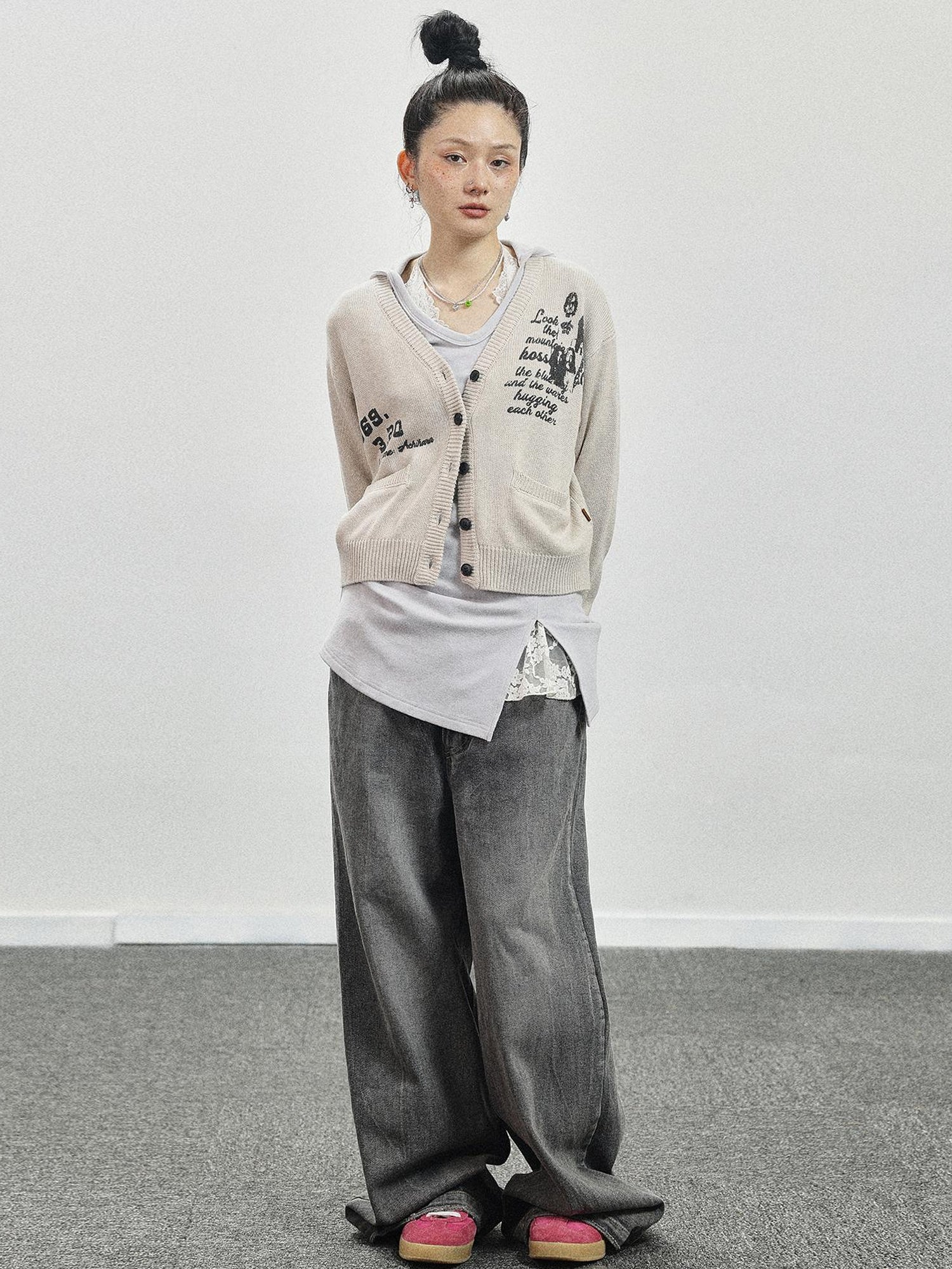 Achihara Vintage Love Knit Sweater With Lennon Ono Print