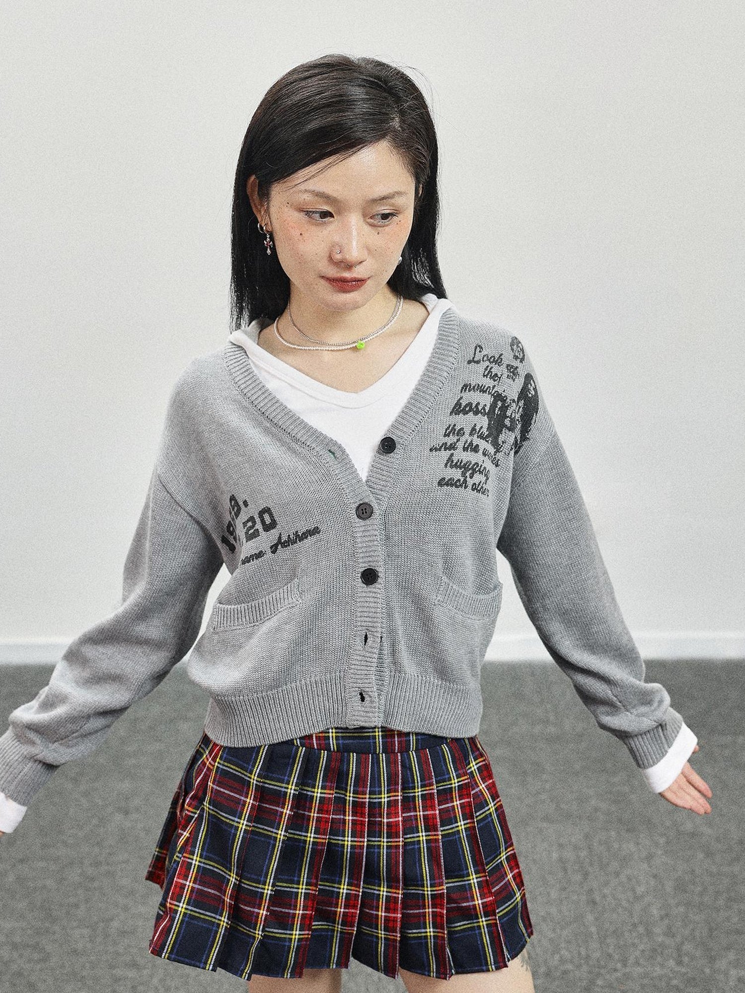 Achihara Vintage Love Knit Sweater With Lennon Ono Print