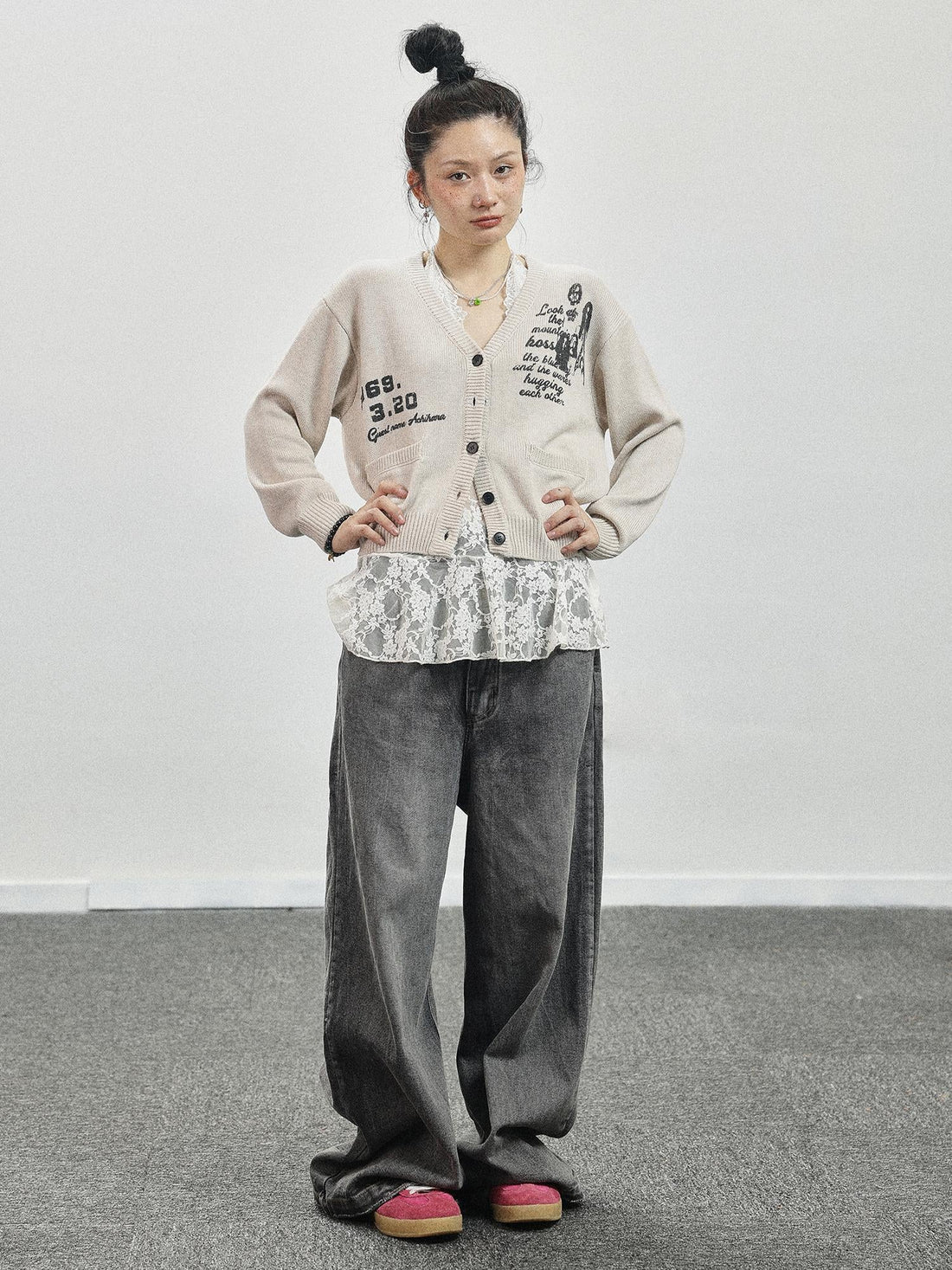 Achihara Vintage Love Knit Sweater With Lennon Ono Print