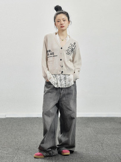 Achihara Vintage Love Knit Sweater With Lennon Ono Print