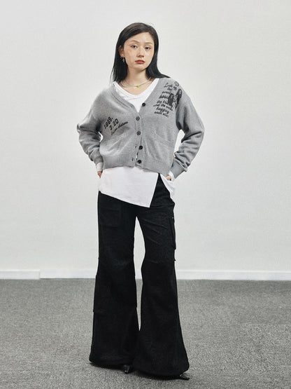 Achihara Vintage Love Knit Sweater With Lennon Ono Print