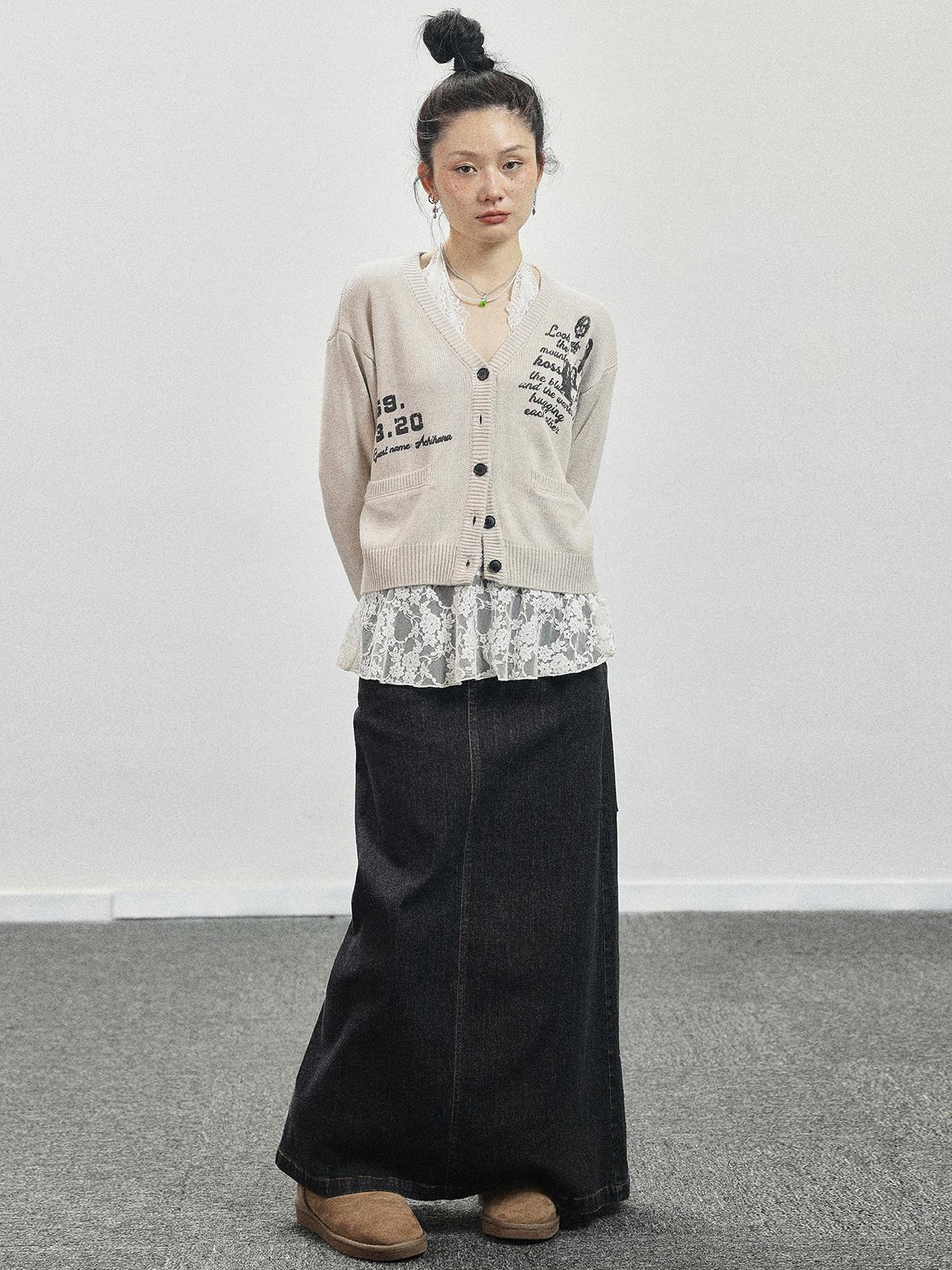 Achihara Vintage Love Knit Sweater With Lennon Ono Print