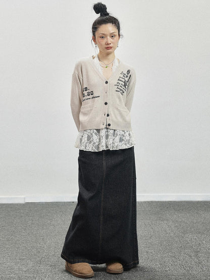 Achihara Vintage Love Knit Sweater With Lennon Ono Print