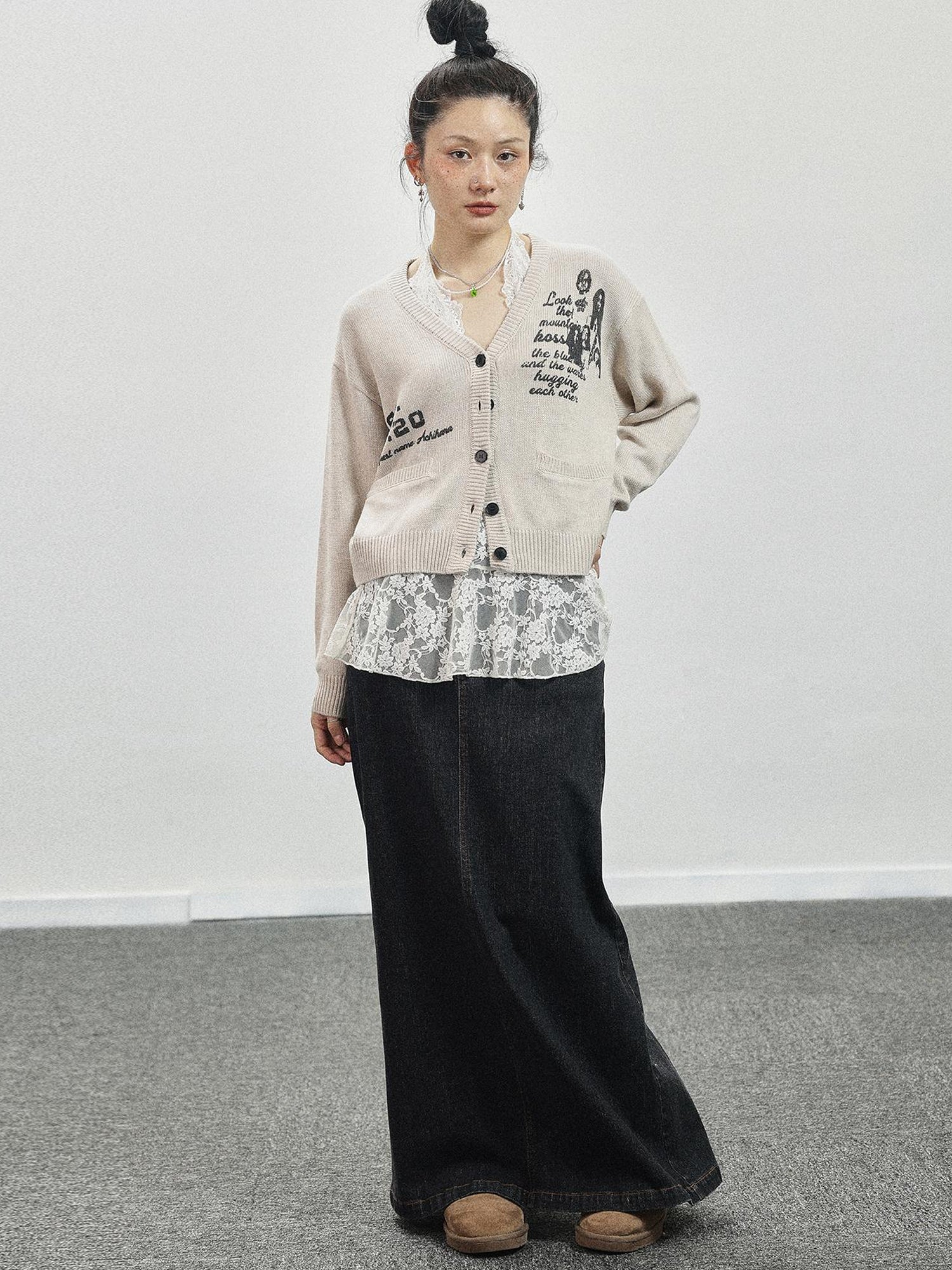 Achihara Vintage Love Knit Sweater With Lennon Ono Print