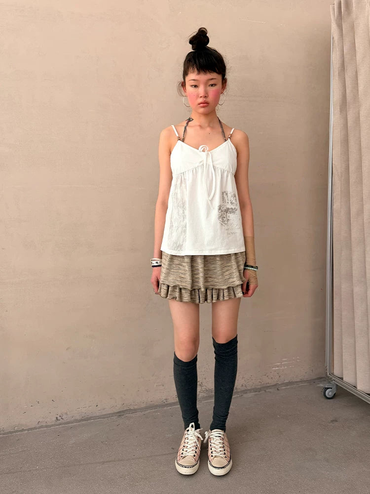 Achihara Vintage Multistripe Embroidered Rolled Hem Women&
