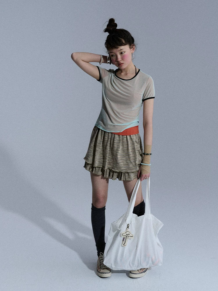 Achihara Vintage Multistripe Embroidered Rolled Hem Women&