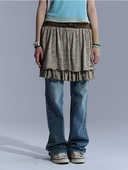 Achihara Vintage Multistripe Embroidered Rolled Hem Women&