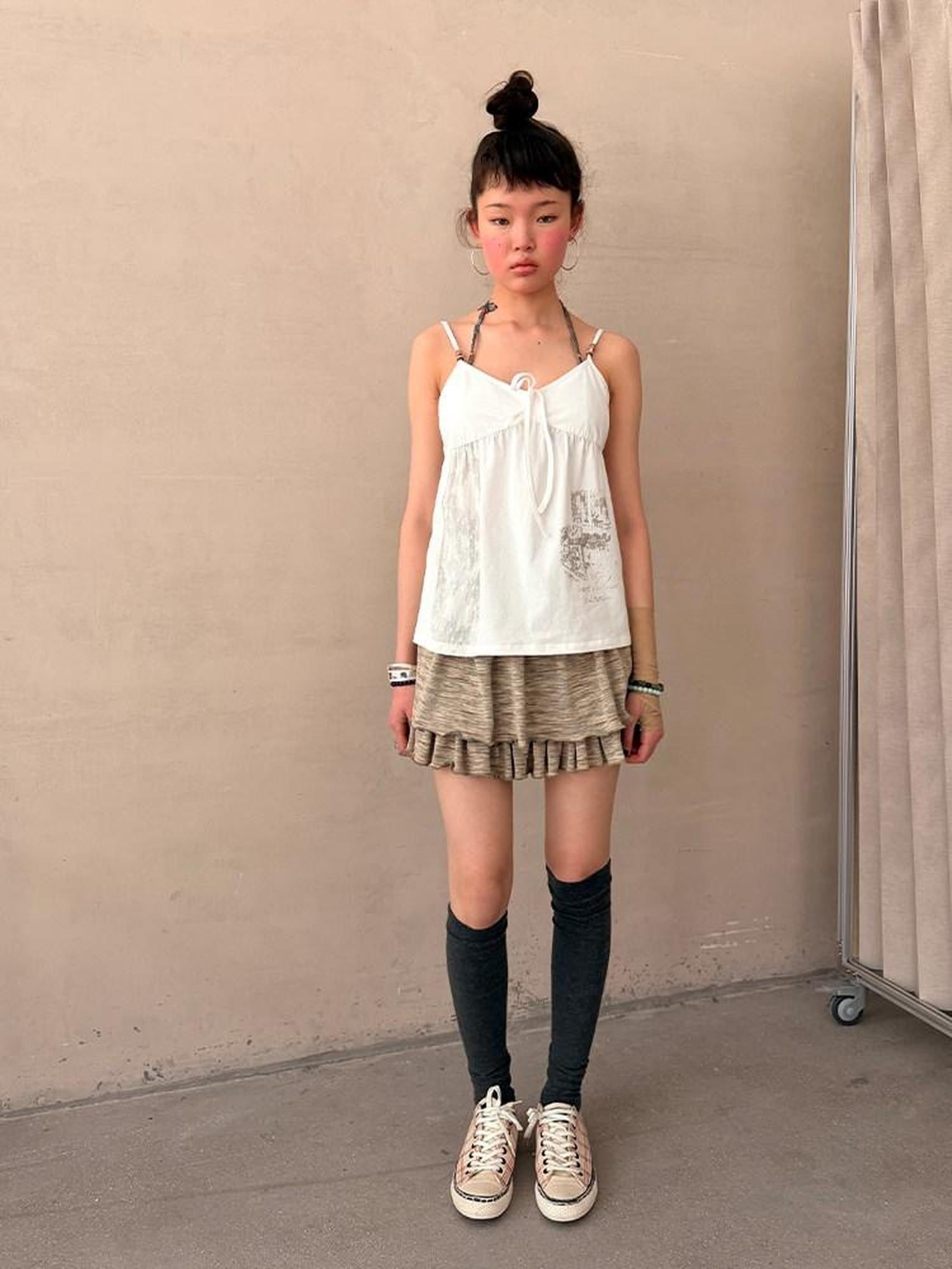 Achihara Vintage Multistripe Embroidered Rolled Hem Women&
