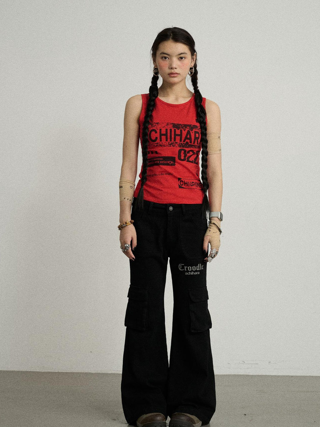Achihara Vintage Pixel Print Summer Vest