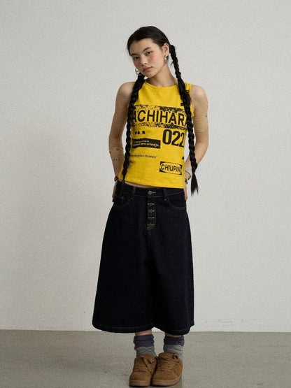 Vintage Pixel Print Summer Vest