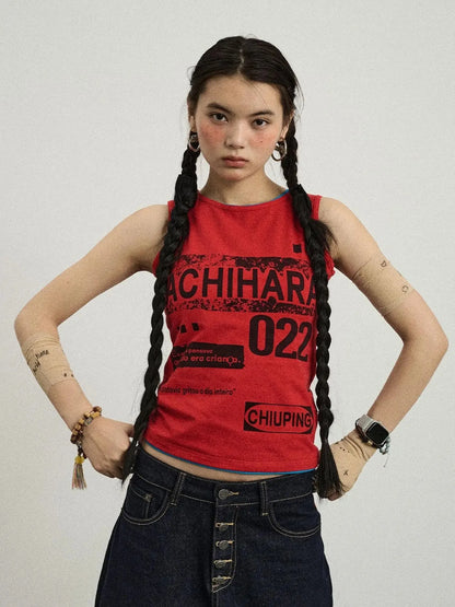 Vintage Pixel Print Summer Vest