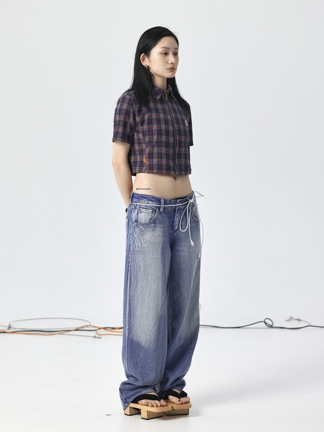 Achihara Vintage Plaid Summer Shirt With Blessing Embroidery