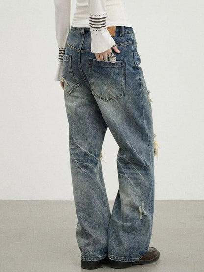 Vintage Rabbit Chain Denim Pants
