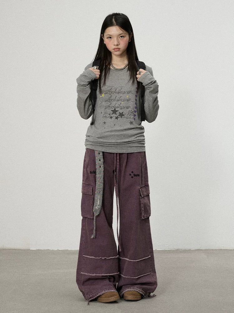 Achihara Vintage Star Work Pants With Adjustable Cuffs-3