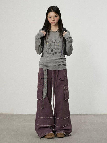 Achihara Vintage Star Work Pants With Adjustable Cuffs-3