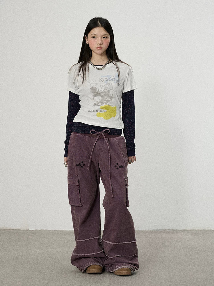 Achihara Vintage Star Work Pants With Adjustable Cuffs-4