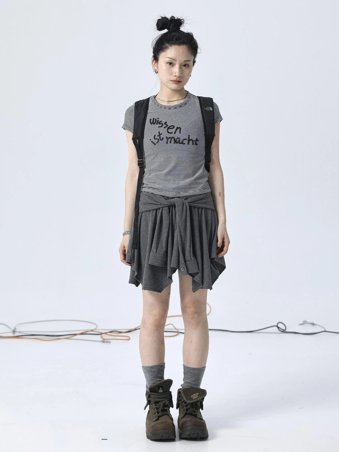 Vintage Striped Cylindrical Bead Embroidered Tee