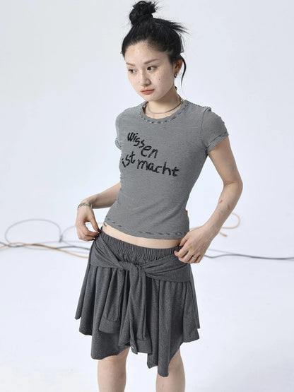 Vintage Striped Cylindrical Bead Embroidered Tee