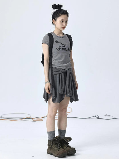 Vintage Striped Cylindrical Bead Embroidered Tee