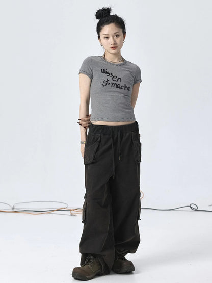 Vintage Striped Cylindrical Bead Embroidered Tee