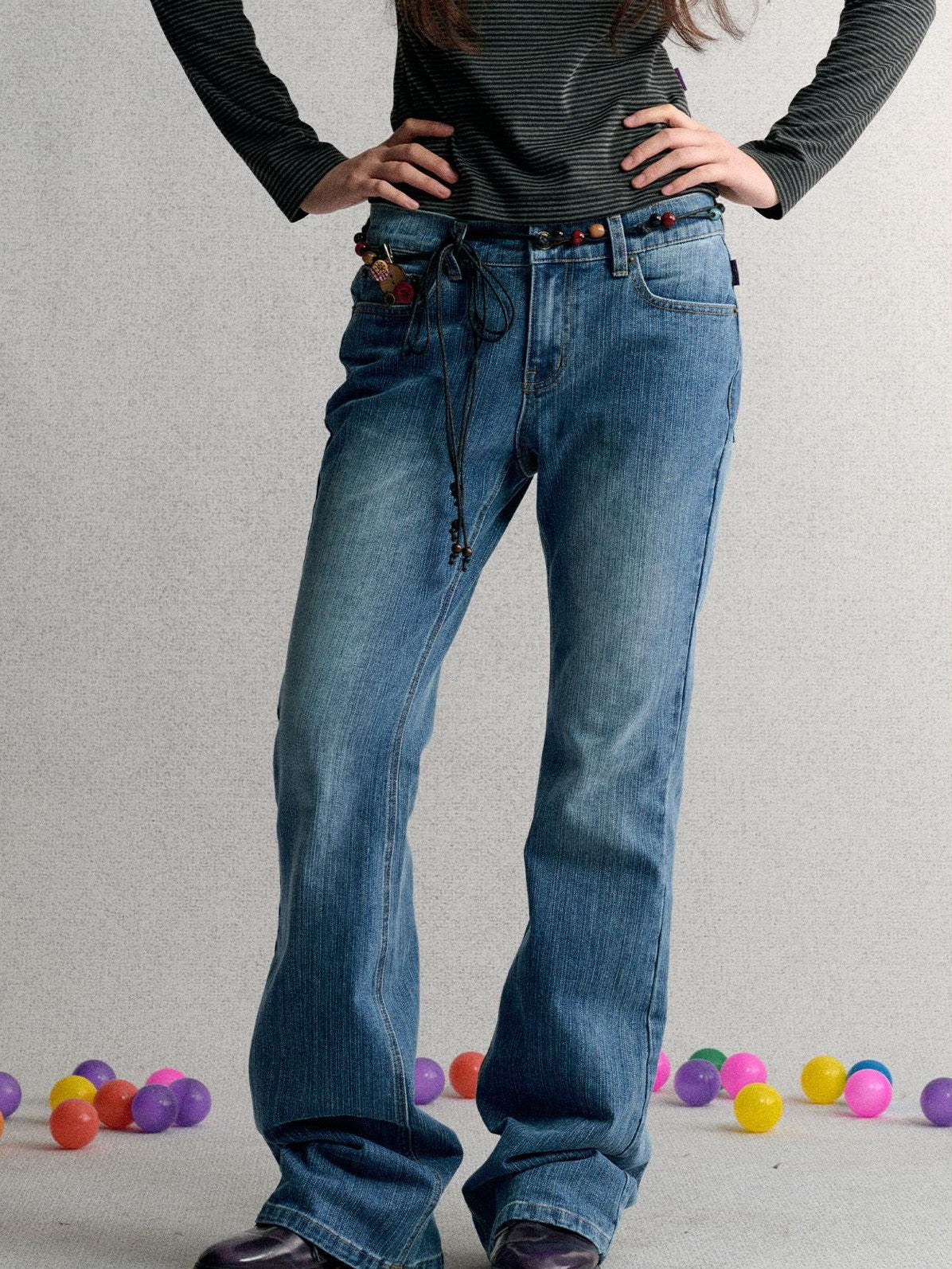 Achihara Vintage Wash Embroidered Denim Women&