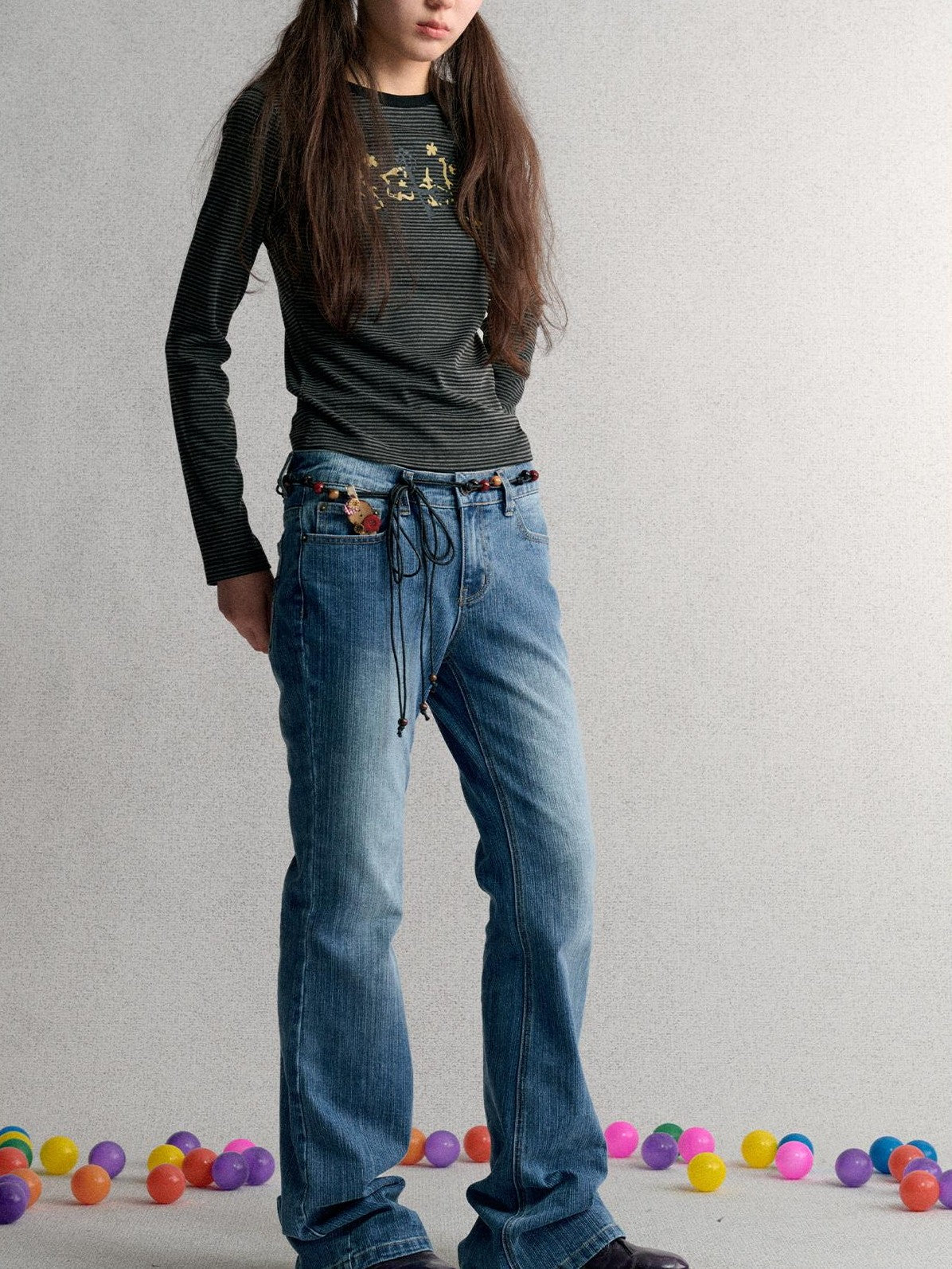 Achihara Vintage Wash Embroidered Denim Women&