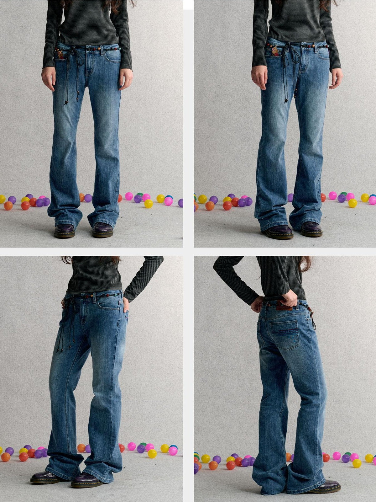 Achihara Vintage Wash Embroidered Denim Women&