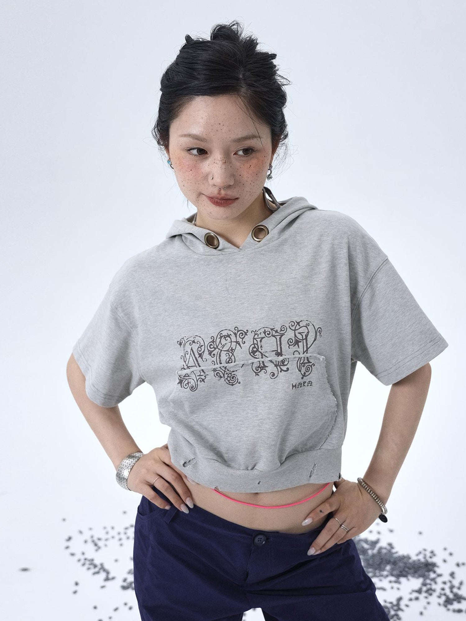 Achihara Vintage Washed Cotton Hoodie Tee