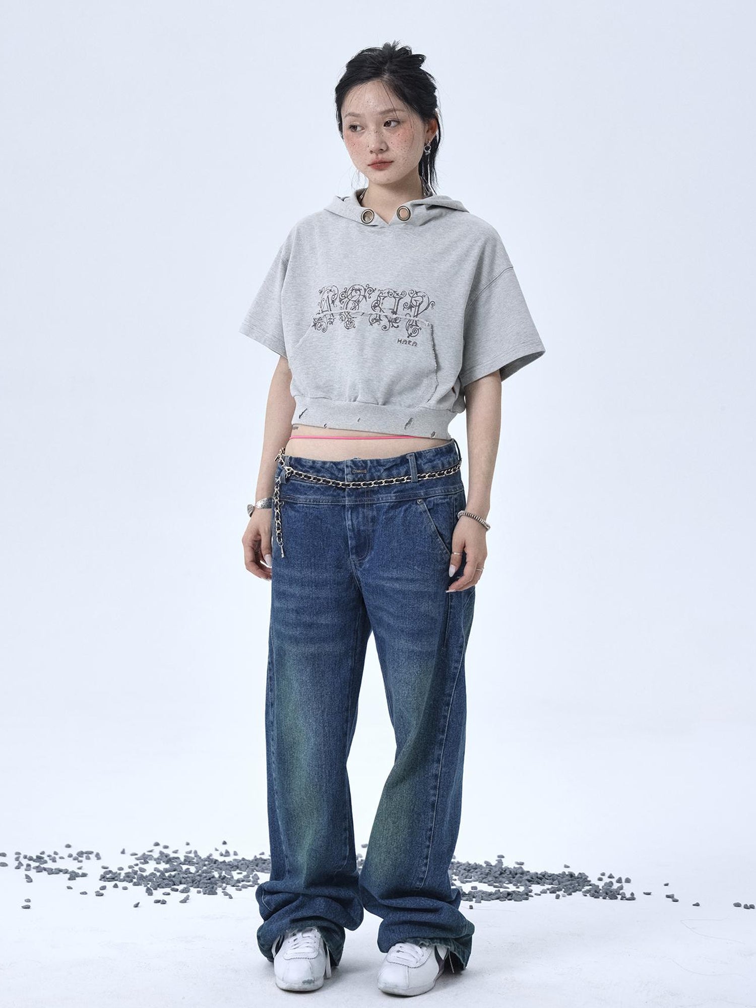 Achihara Vintage Washed Cotton Hoodie Tee