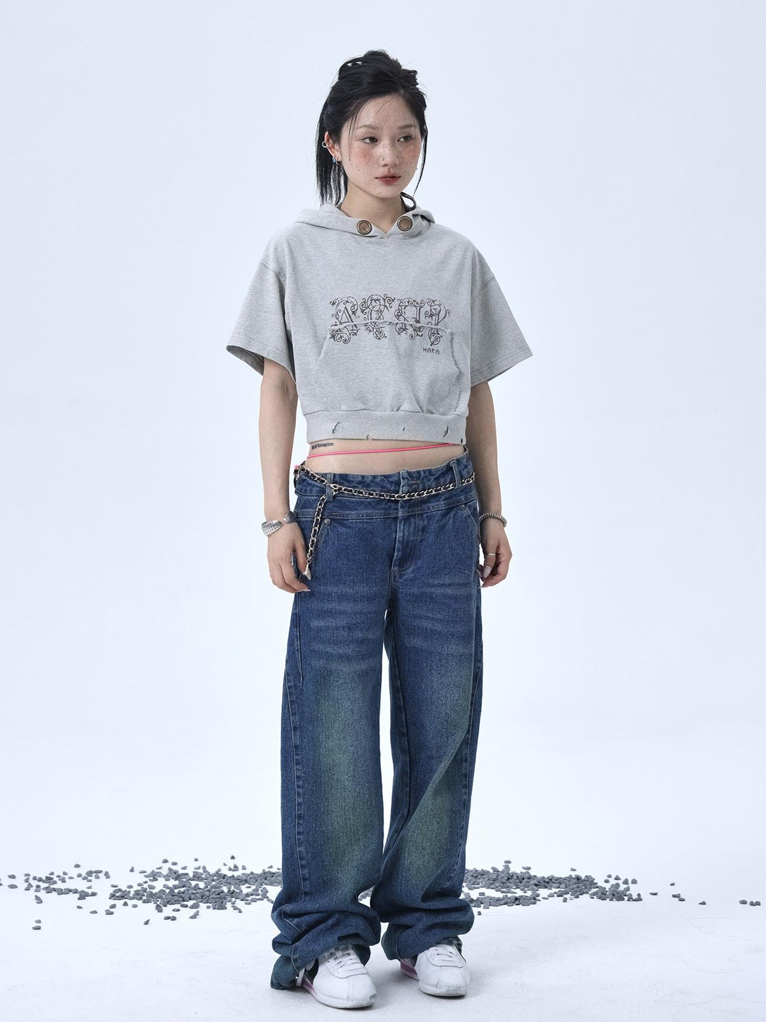 Achihara Vintage Washed Cotton Hoodie Tee