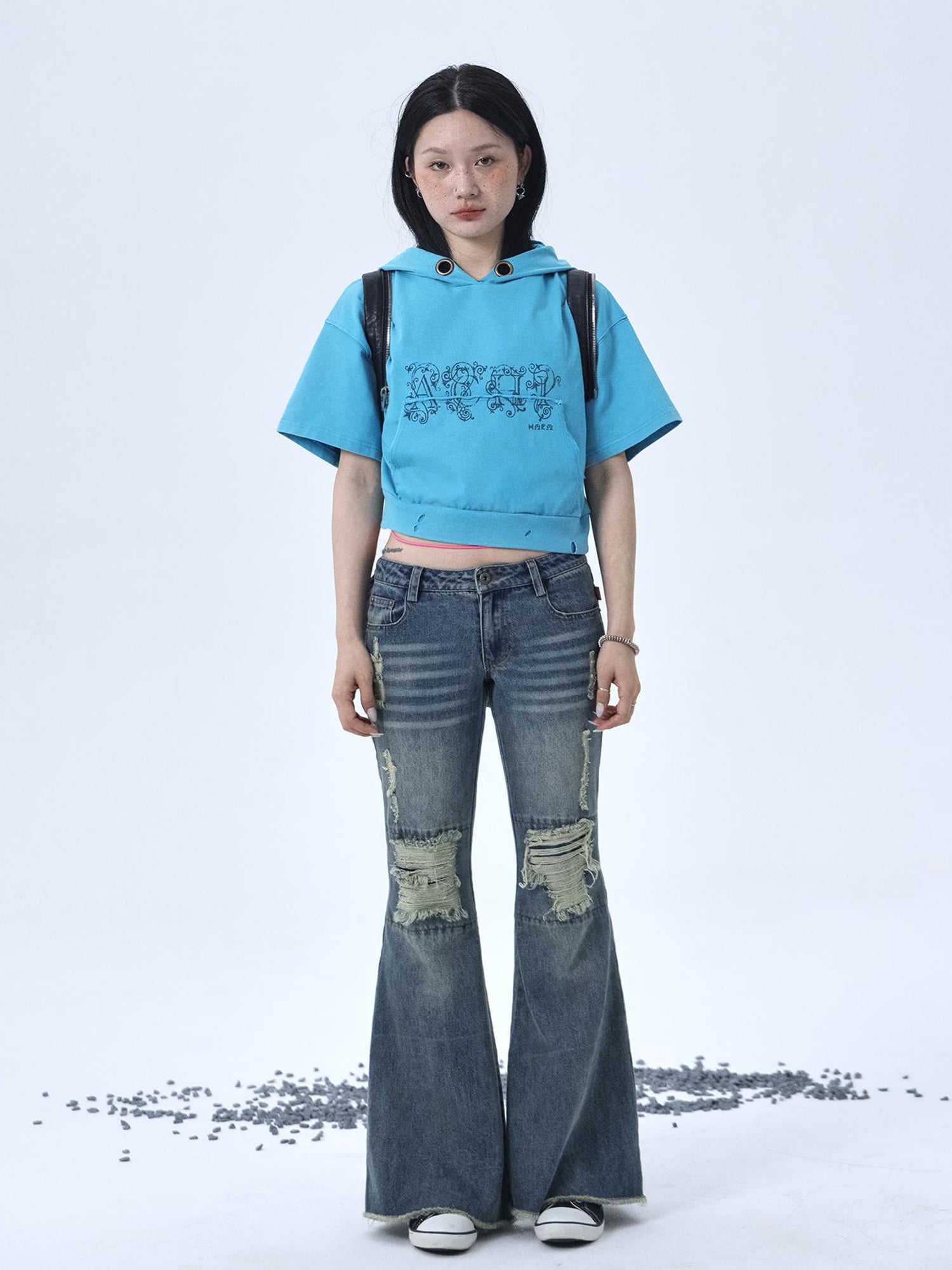 Achihara Vintage Washed Cotton Hoodie Tee