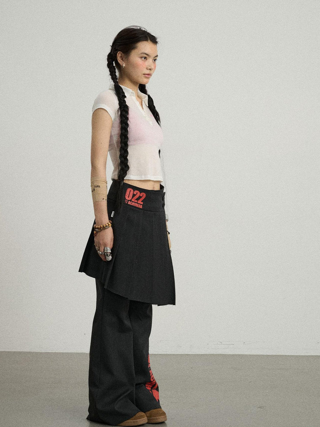 Achihara Volcanic Sculpture Wide Leg Trousers