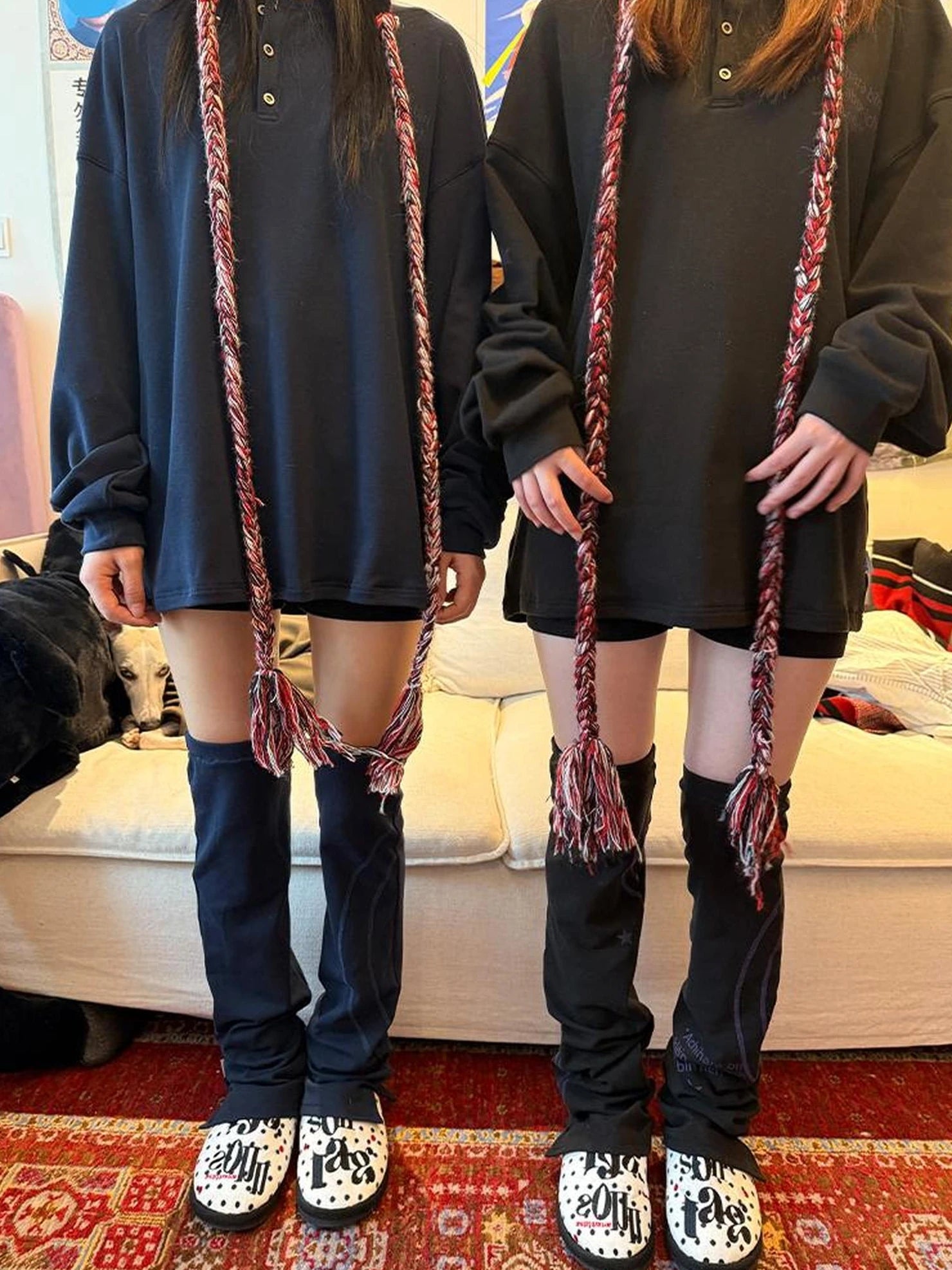 Warm Cozy Solid Color Knit Women One Size 1 Pair Black Navy Gray Leg Warmers