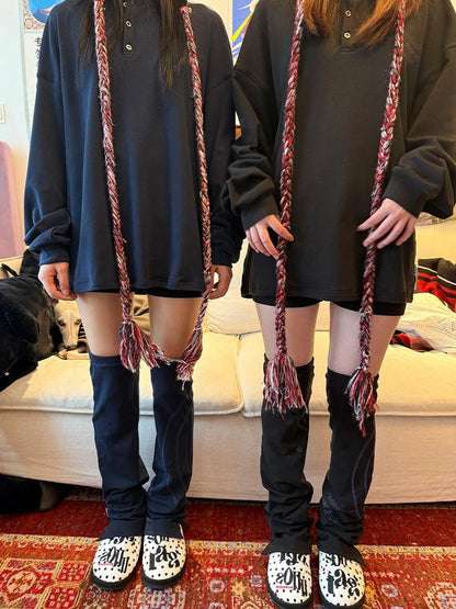 Warm Cozy Solid Color Knit Women One Size 1 Pair Black Navy Gray Leg Warmers