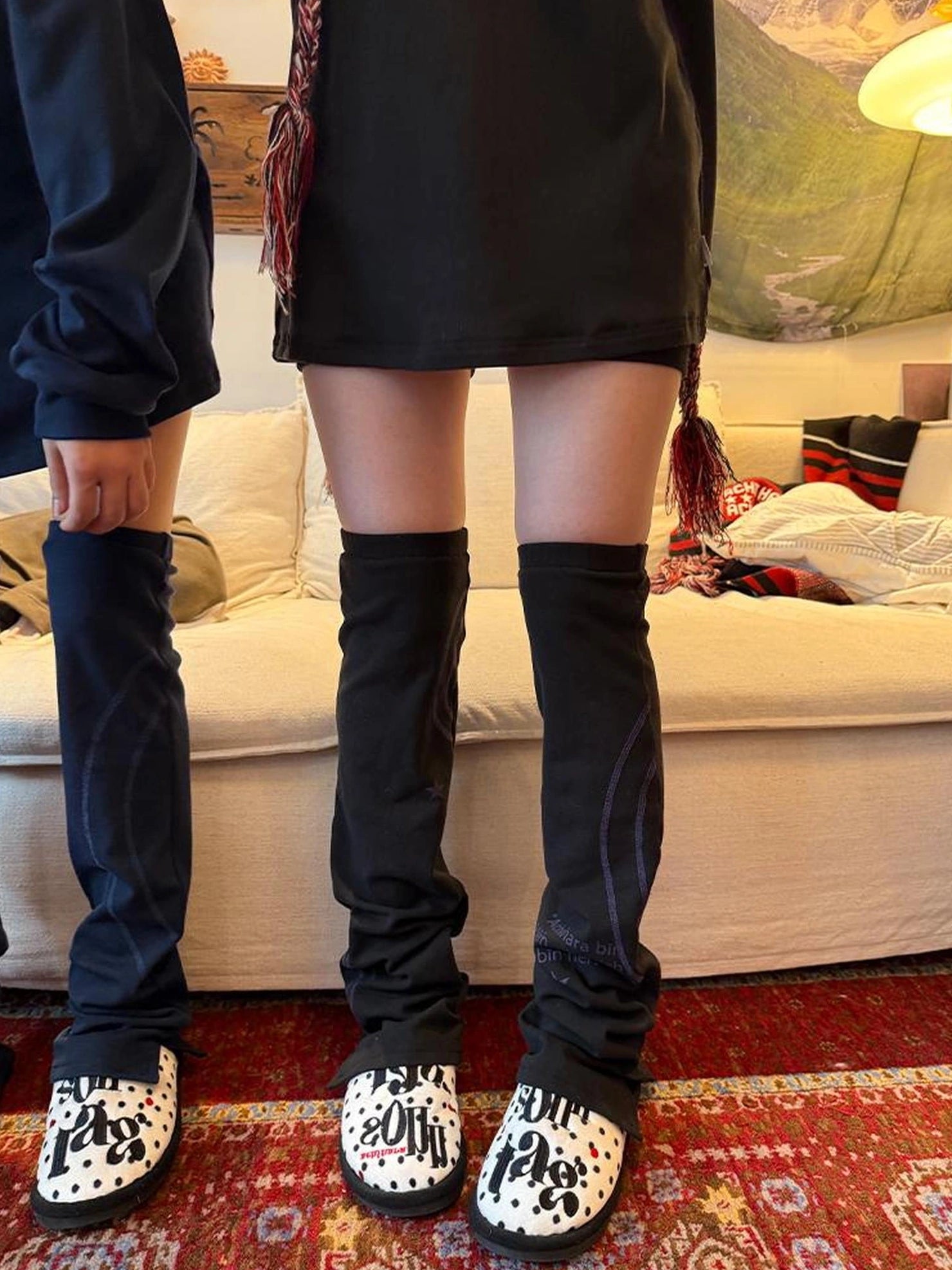 Warm Cozy Solid Color Knit Women One Size 1 Pair Black Navy Gray Leg Warmers