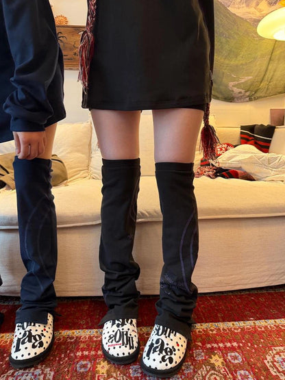 Warm Cozy Solid Color Knit Women One Size 1 Pair Black Navy Gray Leg Warmers