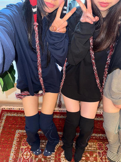 Warm Cozy Solid Color Knit Women One Size 1 Pair Black Navy Gray Leg Warmers