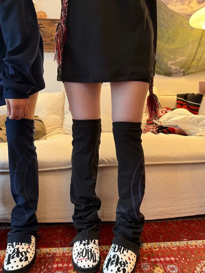 Warm Cozy Solid Color Knit Women One Size 1 Pair Black Navy Gray Leg Warmers