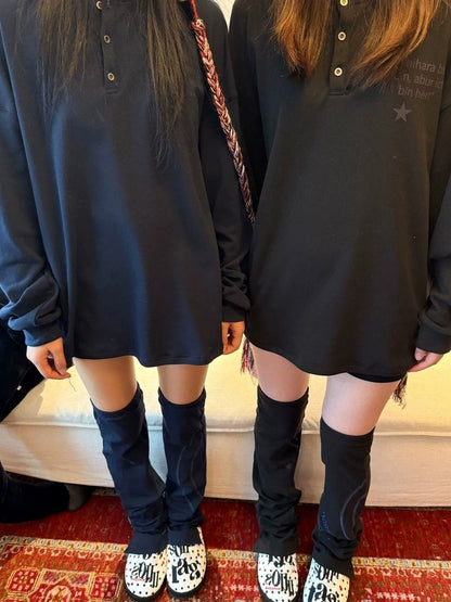 Warm Cozy Solid Color Knit Women One Size 1 Pair Black Navy Gray Leg Warmers