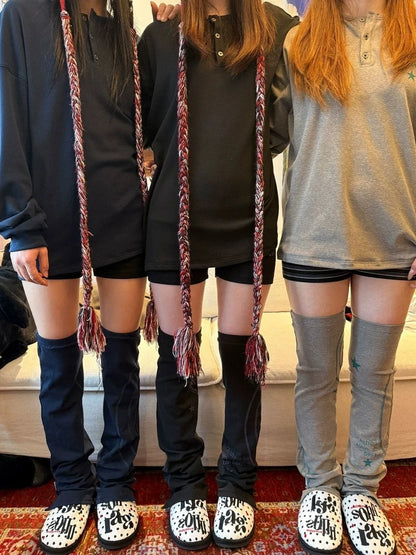 Warm Cozy Solid Color Knit Women One Size 1 Pair Black Navy Gray Leg Warmers