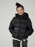 Achihara Warm Hooded Cropped Straight Fit Zip Up Solid Women Outerwear Puffer Jacket