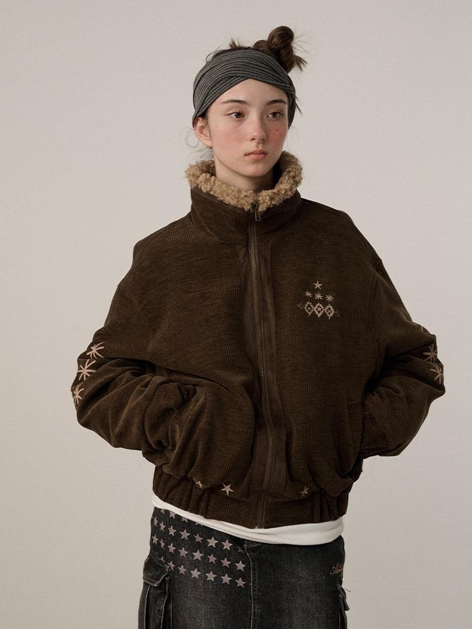 Achihara Warm Insulated Stand Collar Loose Fit Commuter Women Brown Puffer Jacket