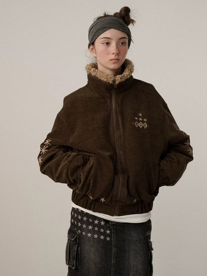 Achihara Warm Insulated Stand Collar Loose Fit Commuter Women Brown Puffer Jacket