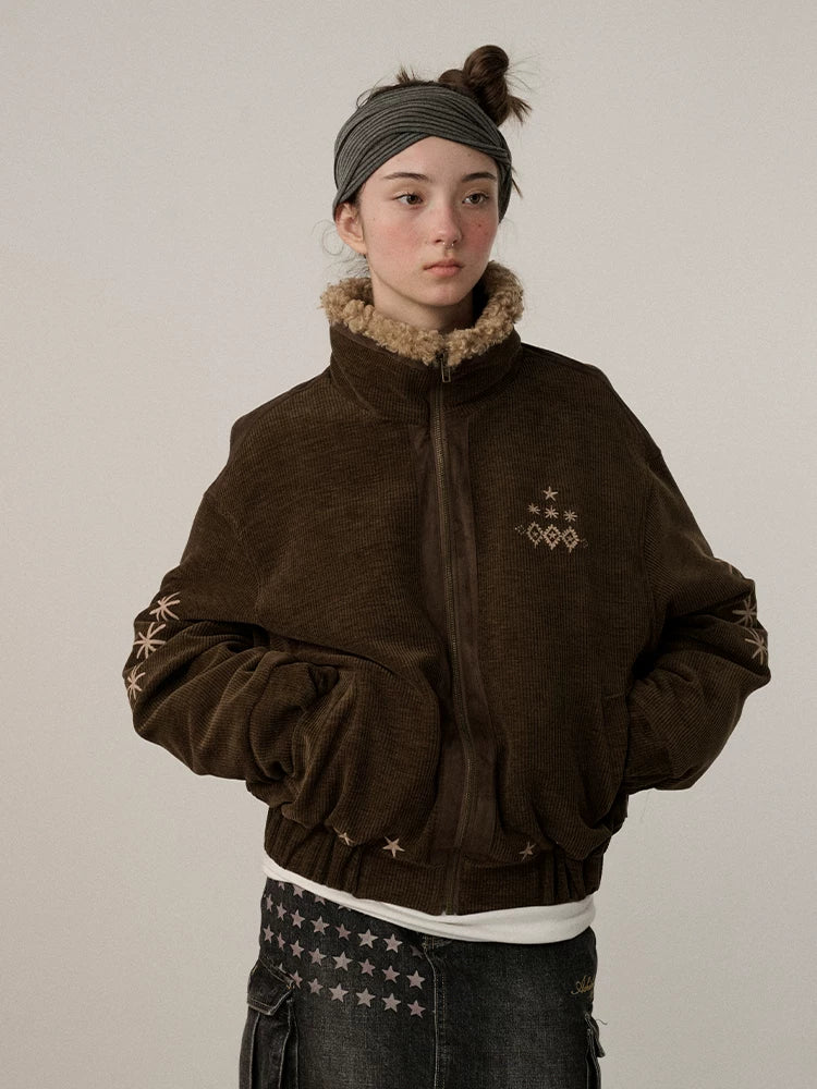 Achihara Warm Insulated Stand Collar Loose Fit Commuter Women Brown Puffer Jacket-4