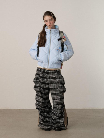 Achihara Warm Straight Fit Stand Collar Zip Commuter Women Solid Puffer Jacket