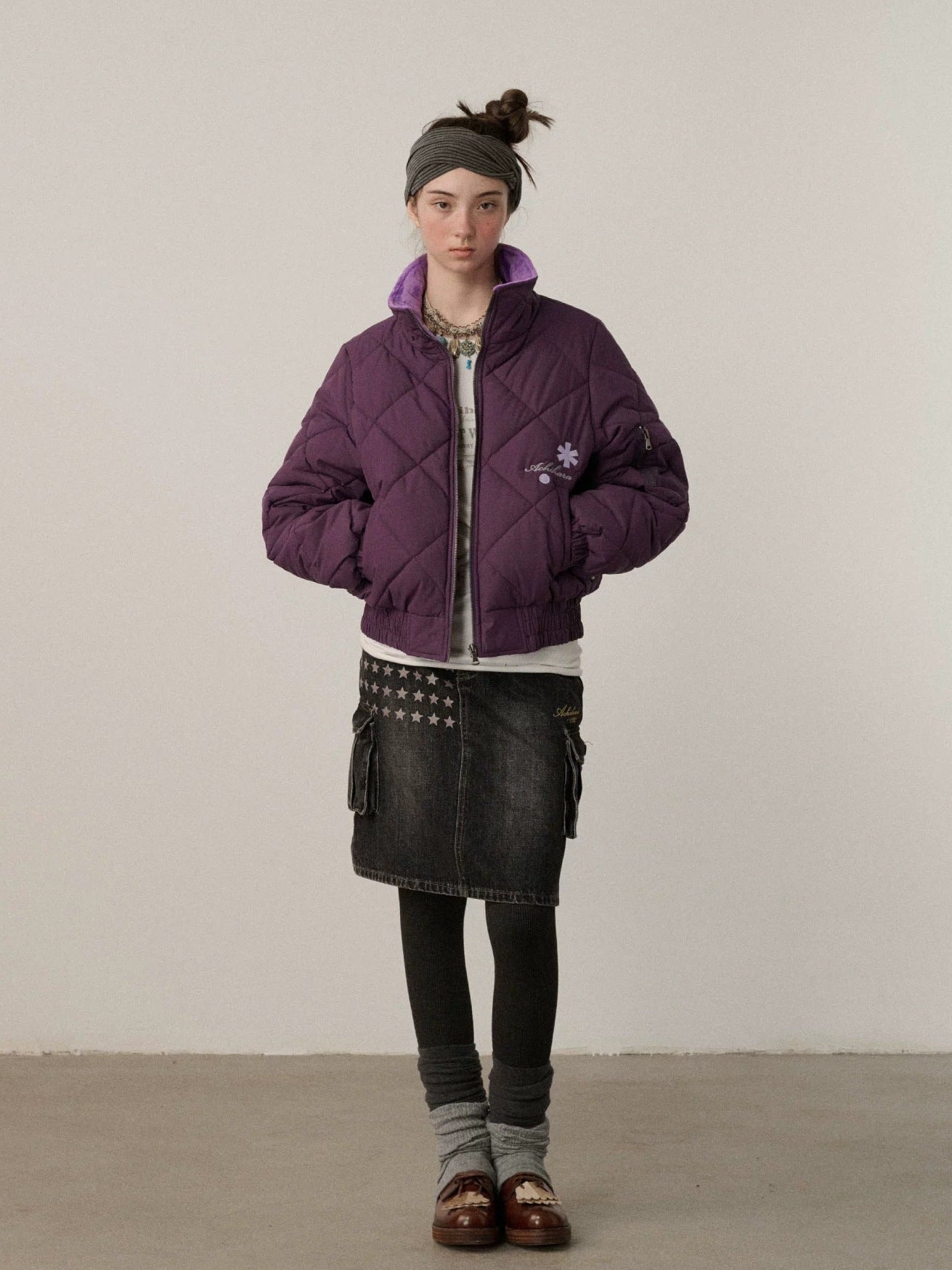 Achihara Warm Straight Fit Stand Collar Zip Commuter Women Solid Puffer Jacket