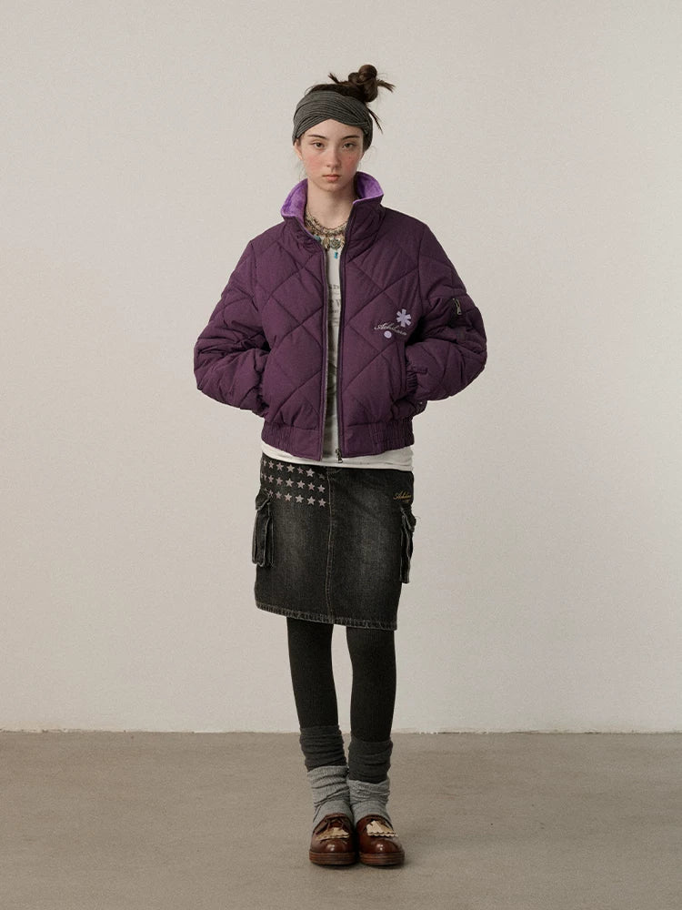 Achihara Warm Straight Fit Stand Collar Zip Commuter Women Solid Puffer Jacket-1