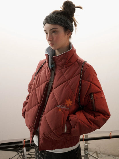 Achihara Warm Straight Fit Stand Collar Zip Commuter Women Solid Puffer Jacket-5