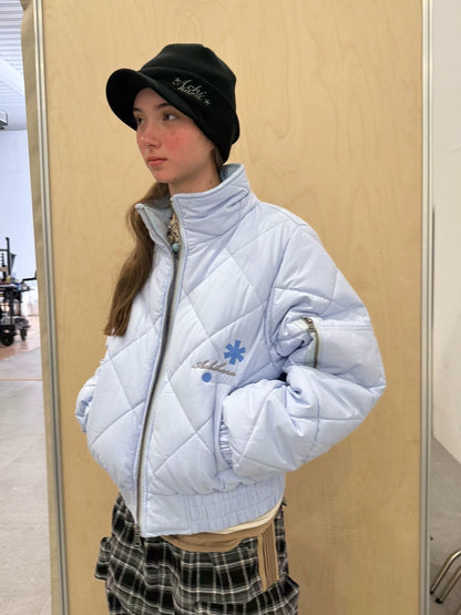 Achihara Warm Straight Fit Stand Collar Zip Commuter Women Solid Puffer Jacket