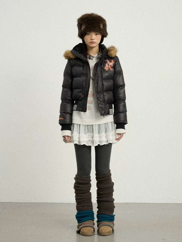Achihara Warm Thickened Hooded Zip Front Long Sleeve For Women Quilted Puffer Jacket-4